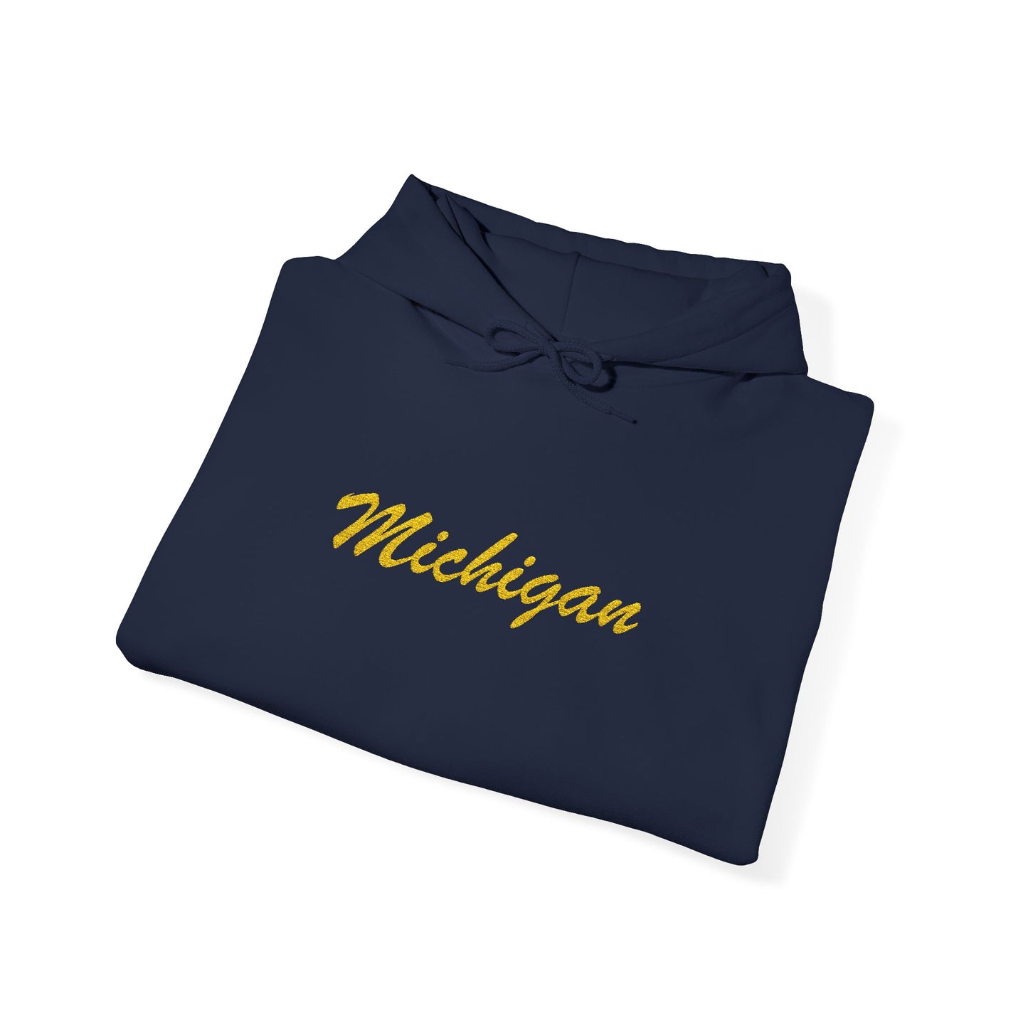 Michigan Script Hoodie – Yellow Script Logo Hooded Sweatshirt