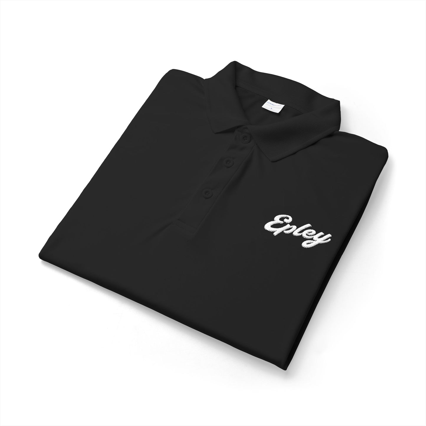 Embay Script Logo Polo — Men’s Black Performance Golf Shirt