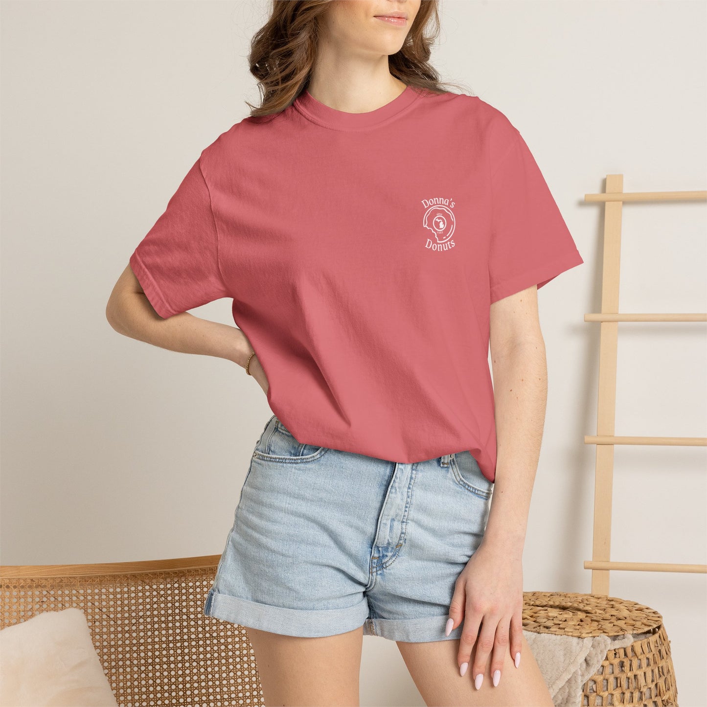 Vintage 'Donna's Donuts' Logo T-Shirt — Garment-Dyed Crew Tee