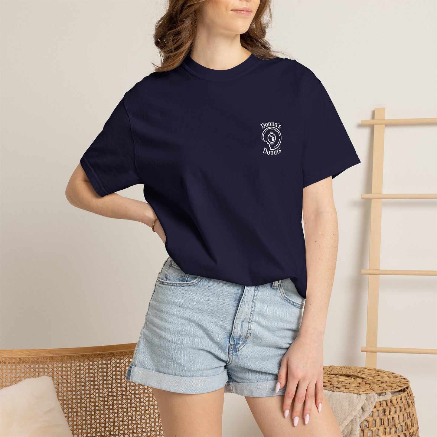 Vintage 'Donna's Donuts' Logo T-Shirt — Garment-Dyed Crew Tee