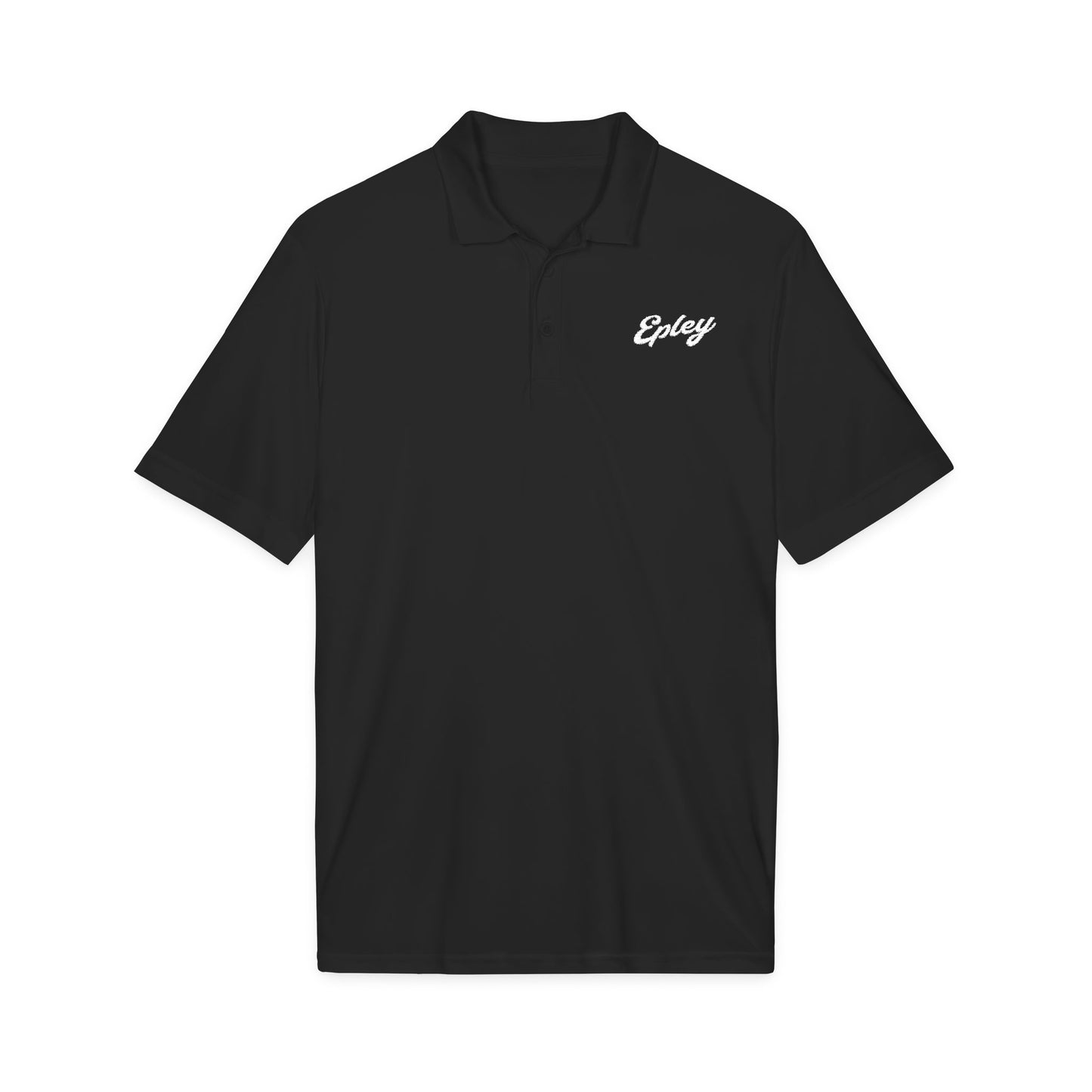 Embay Script Logo Polo — Men’s Black Performance Golf Shirt