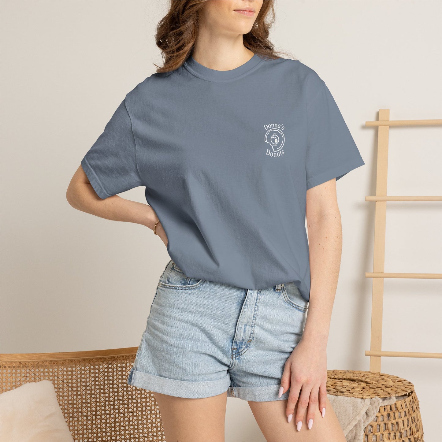 Vintage 'Donna's Donuts' Logo T-Shirt — Garment-Dyed Crew Tee