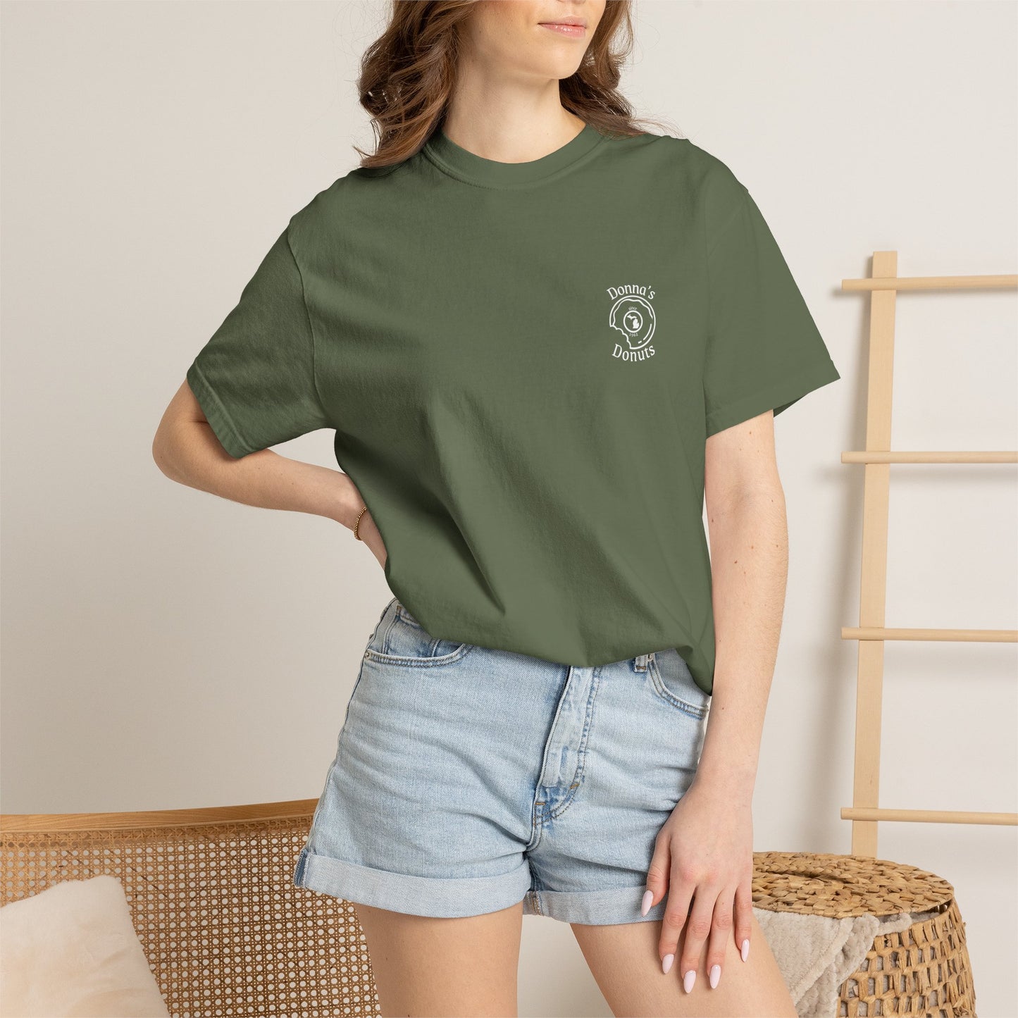 Vintage 'Donna's Donuts' Logo T-Shirt — Garment-Dyed Crew Tee