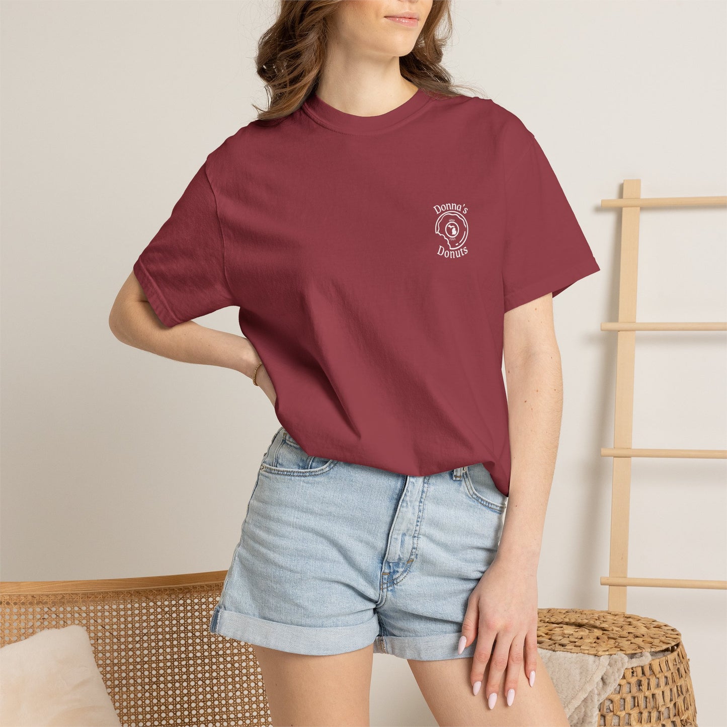 Vintage 'Donna's Donuts' Logo T-Shirt — Garment-Dyed Crew Tee